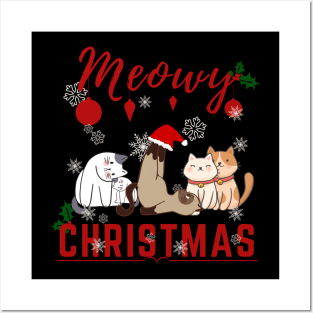 Meowy Christmas the funny merry Christmas concept for cat lover Posters and Art
